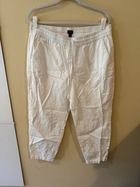 J. Crew White Drawstring Linen Pants